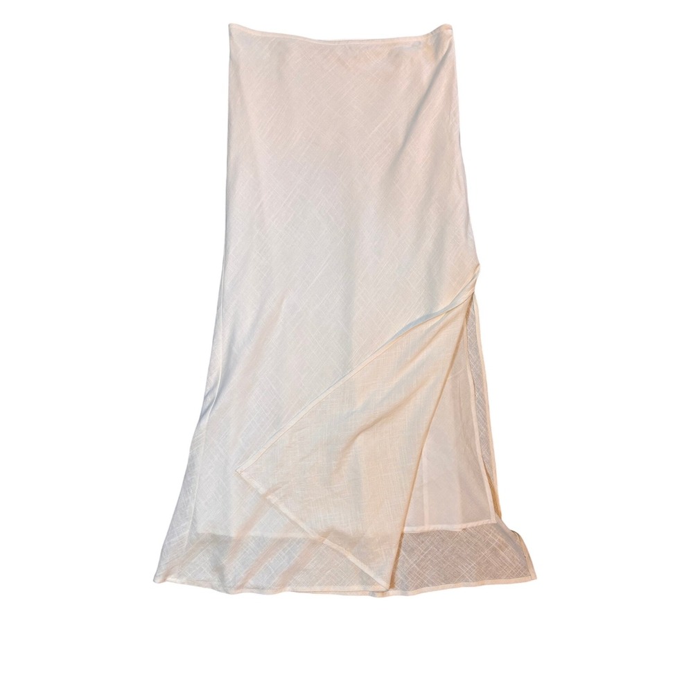 Beige Botany Maxi Skirt Womens Medium White Linen Blend Side Slit